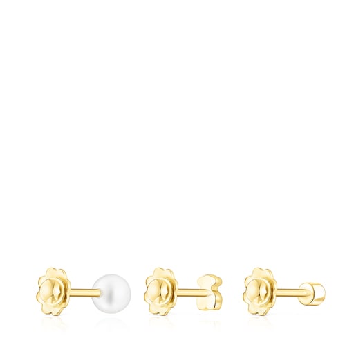 Pack de Piercings oreille TOUS Pearl en or, diamant et perle