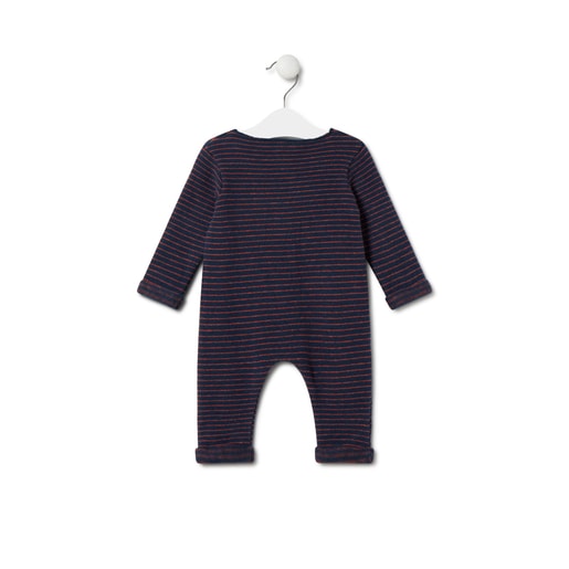 Striped baby playsuit in Blue navy blue