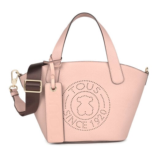 Small pale pink Leather Leissa Shopping bag