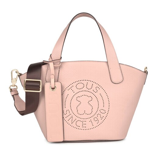 Kleine Shopping-Tasche Leissa aus Leder in Blassrosa