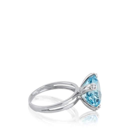 White Gold TOUS Color Kings Ring with diamonds and topaz