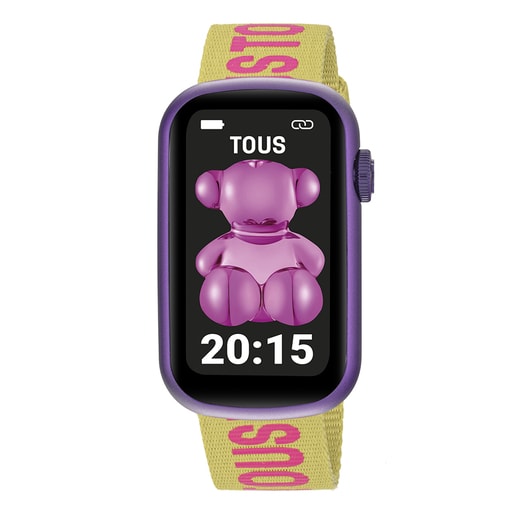 Smartwatch T-Band mit zwei Armbändern aus Nylon und fuchsiafarbenem Silikon