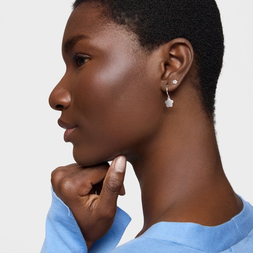 Silver Hoop earrings with flower motif TOUS Motifs