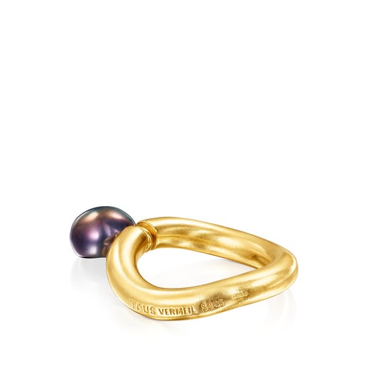 Silver vermeil Hav Ring with gray pearl