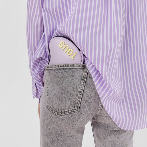 モーブカラーのハート型コスメポーチ TOUS Carol