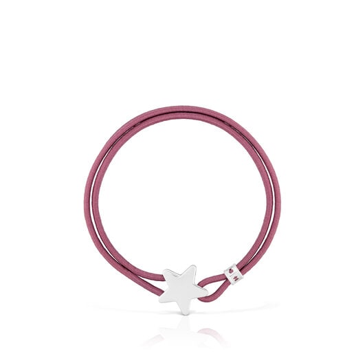 Burgundy-colored Elastic bracelet with silver star Sweet Dolls