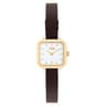 14kt gold oval Watch with analog Swiss movement and leather bracelet Les Classiques Mini