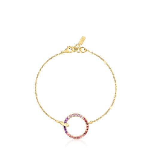 Pulsera cadena con baño de oro 18 kt sobre plata y gemas Straight