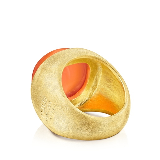 Anillo con baño de oro 18 kt sobre plata y cornalina Nattfall