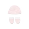 Baby hat and mittens set in plain pink