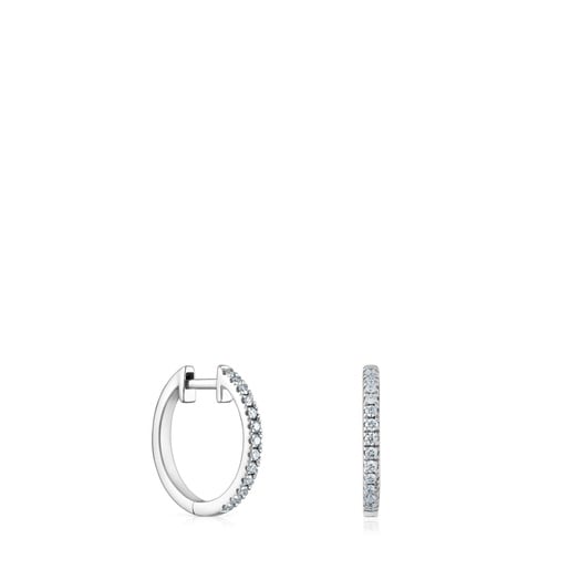 Les Classiques 11 mm short Hoop earrings in white gold with diamonds