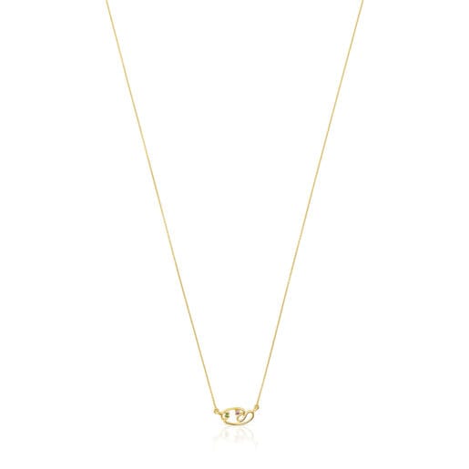 Gold Tsuri necklace with gemstones