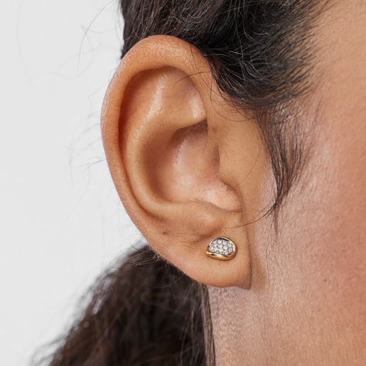 TOUS Hav oval earrings in gold with diamonds