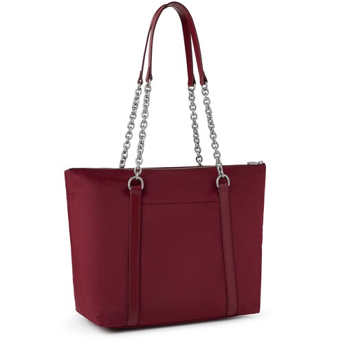 Large burgundy Empire Soft Chain Tote bag