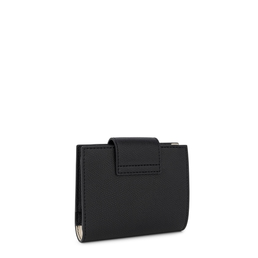 Monedero Flap pequeño negro y beige TOUS Funny