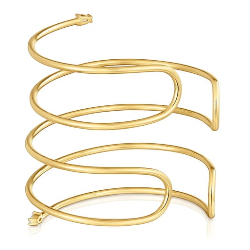 Pulsera esclava doble con baño de oro 18 kt sobre plata y diamantes creados en laboratorio Lio LGD