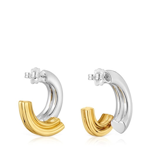 Two-tone long Hoop earrings with bear motif TOUS 1950