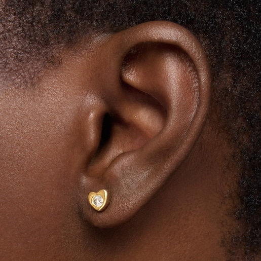 6 mm gold Heart earrings with laboratory-grown diamonds TOUS Lili