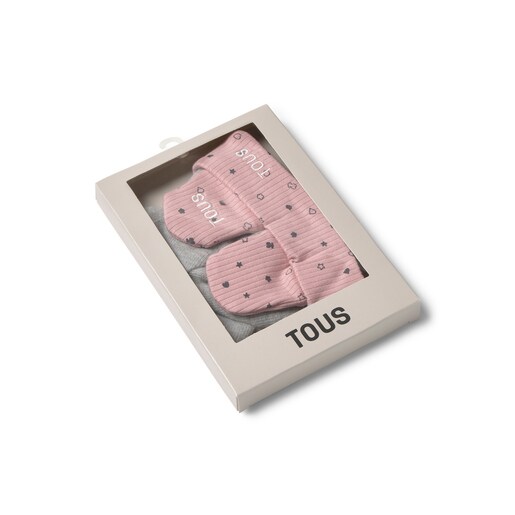 Baby hat and mittens set in Mini pink