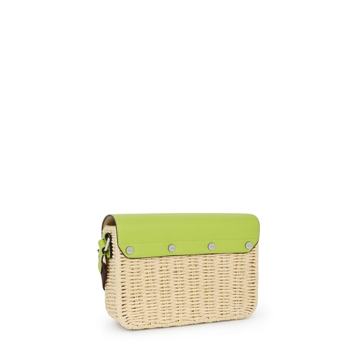 Sac à bandoulière TOUS Legacy Summer en raphia citron vert