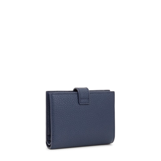 Navy blue leather Flap Card wallet TOUS Miranda