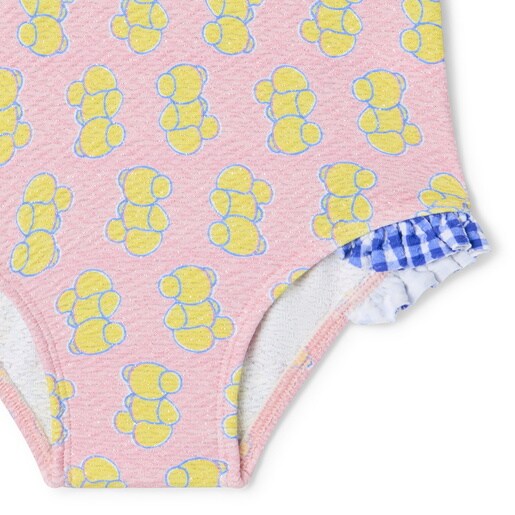 Girls one-piece swimsuit with long sleeves in Chic pink