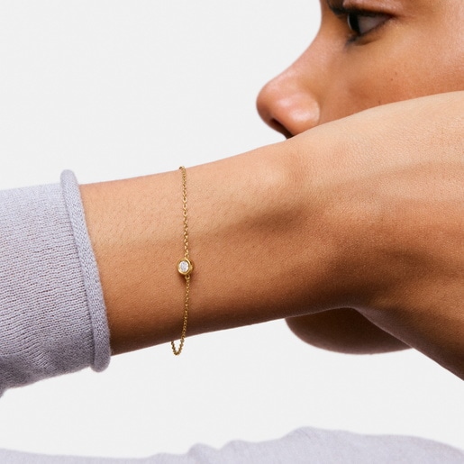 Bracelet chaîne en argent plaqué or 18 ct et diamant créé en laboratoire Line LGD