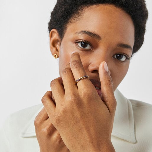 Gold Twisted Ring with pink sapphire