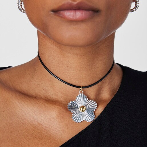 תליון Iris Motif גדול מכסף ומוורמיל כסף