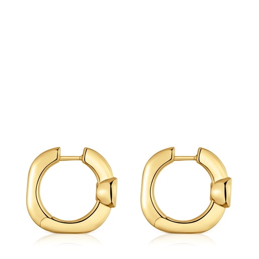 18 mm Hoop earrings with 18kt gold plating over silver and black spinel TOUS Line