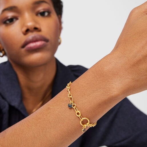 Браслет Luah из вермеля с сапфирами и кварцем