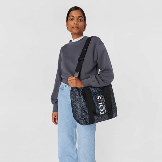 Small black nylon Kaos Mini Evolution Tote bag | TOUS