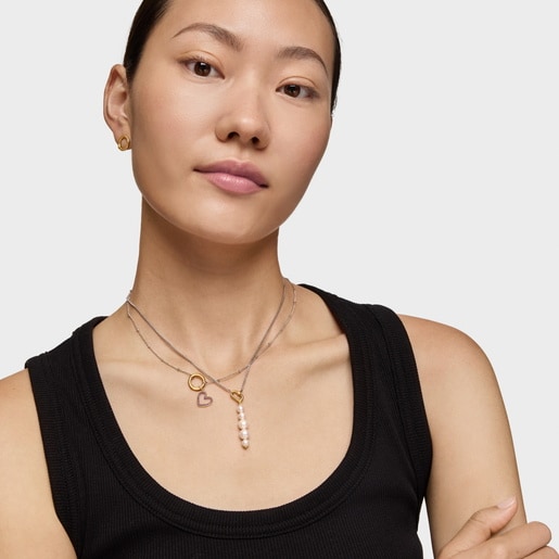 14kt gold heart Pendant with rhodolite Medallions