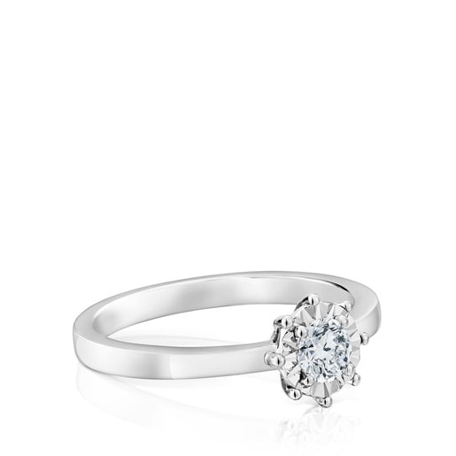 White gold TOUS Les Classiques Ring with small Diamond rosette. 0,10ct