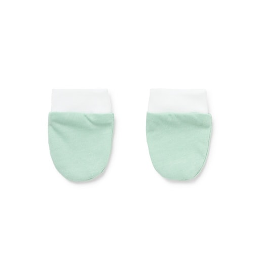 Baby hat and mittens set in plain mist