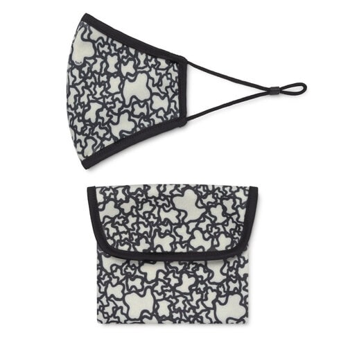 Mascarilla Kaos Mini reutilizable en color beige con funda