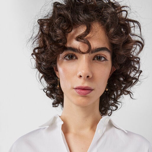 Long gold Magic Nature Earrings with diamonds