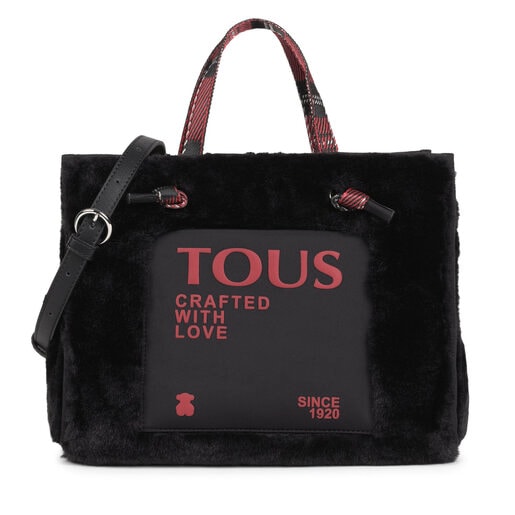 Μεσαίου μεγέθους μαύρη τσάντα για Ψώνια Amaya Fur