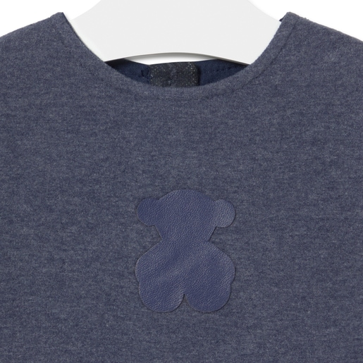 Girls dress with coordinating fabrics in Marine navy blue