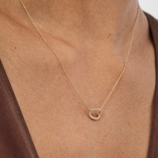 TOUS Hav necklace in gold with circle of diamonds | TOUS