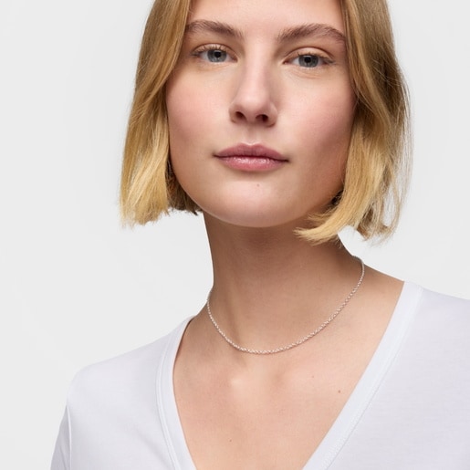 Gargantilla de plata con anillas redondas, 40 cm Chain