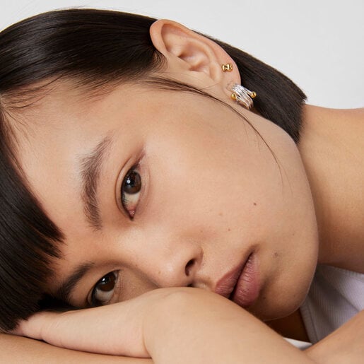 עגילי שלושה חישוקים Beach מוורמיל כסף וכסף