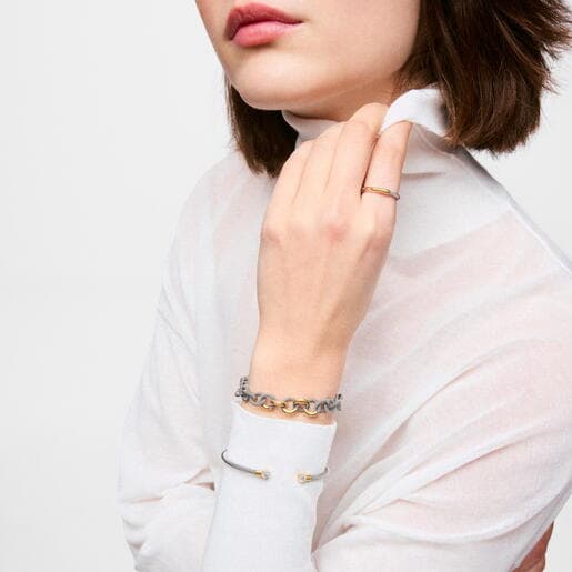 Pulsera de acero y oro 14 kt TOUS Unlock