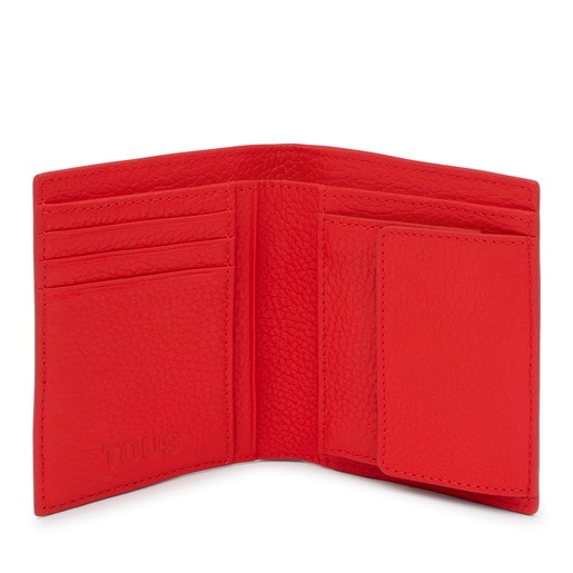 Αναδιπλούμενο πορτοφόλι για κάρτες TOUS Miranda από δέρμα σε κόκκινο χρώμα