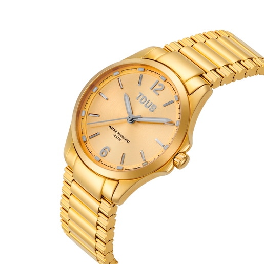 Analog watch with gold-colored steel bracelet TOUS DRIVE NEW