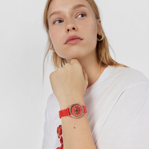 Red Analogue watch Vibrant Sun