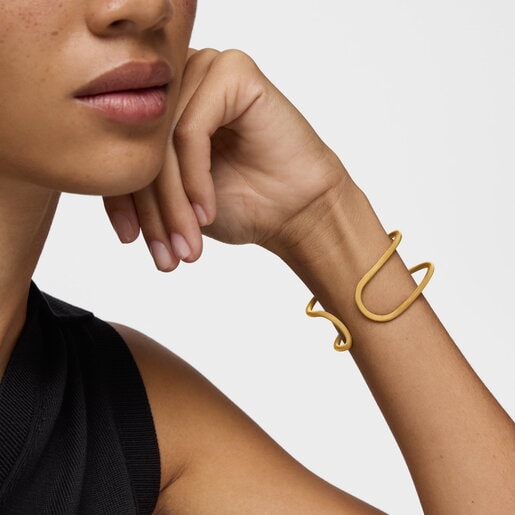 Double Bangle with 18kt gold plating over silver Icon Mesh
