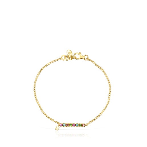 Pulsera con baño de oro 18 kt sobre plata y gemas TOUS Straight