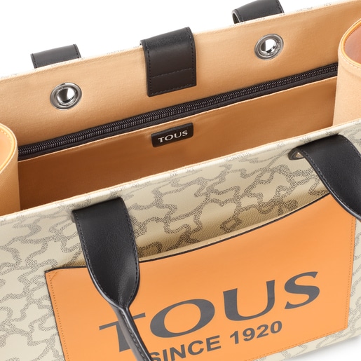 Large beige and mustard-colored Amaya Kaos Icon Shopping bag | TOUS