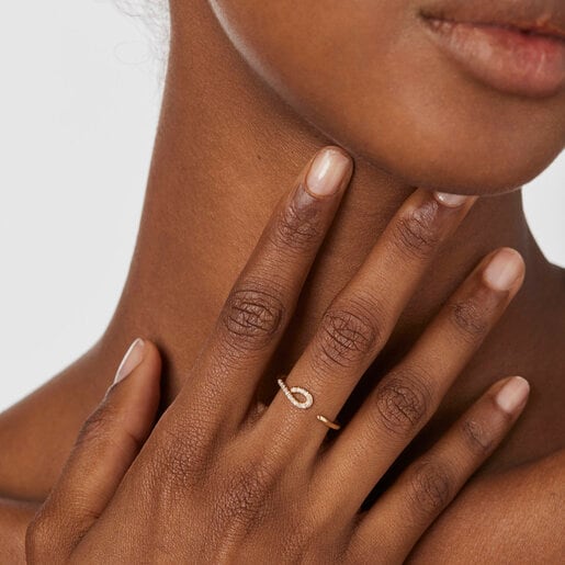 0.06ctダイヤモンド付きゴールドのBentオープンリング